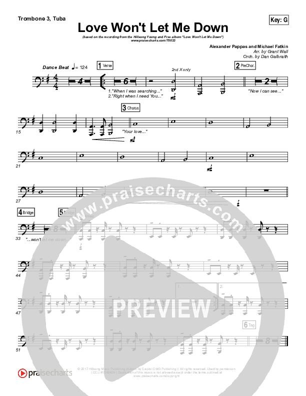 Love Won't Let Me Down Trombone 3/Tuba (Hillsong Young & Free)