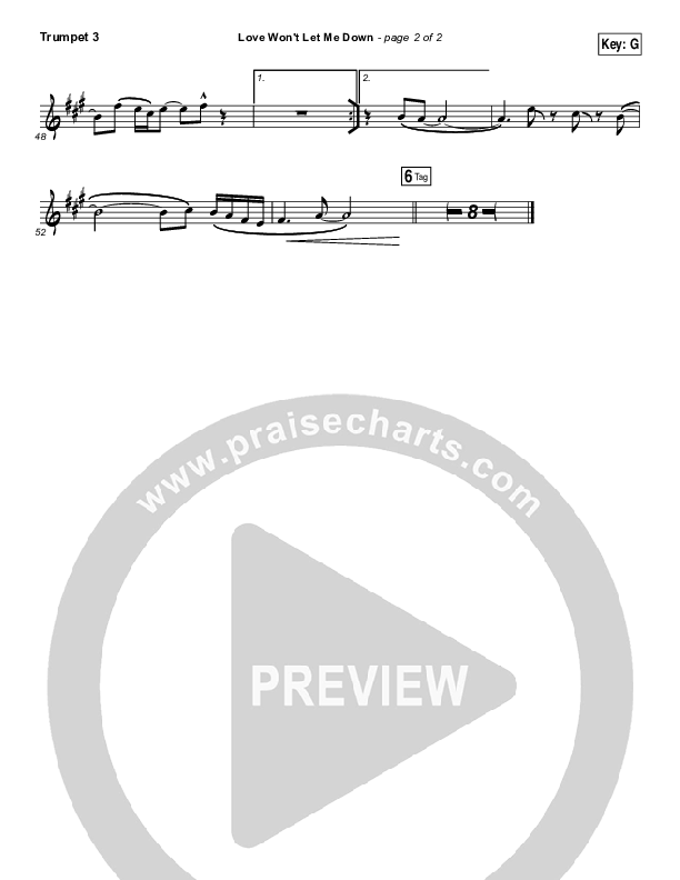 Love Won't Let Me Down Trumpet 3 (Hillsong Young & Free)