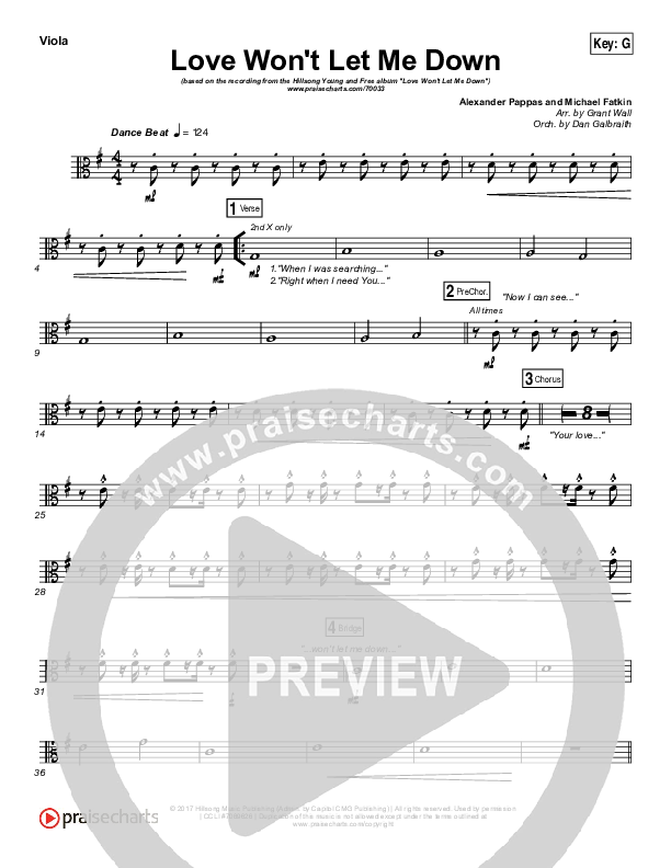 Love Won't Let Me Down Viola (Hillsong Young & Free)