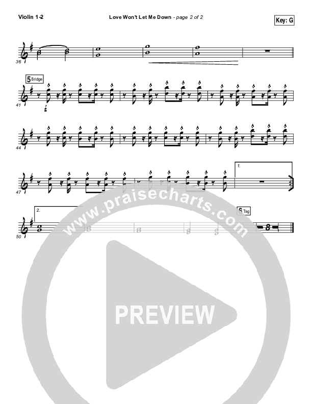 Love Won't Let Me Down Violin 1/2 (Hillsong Young & Free)