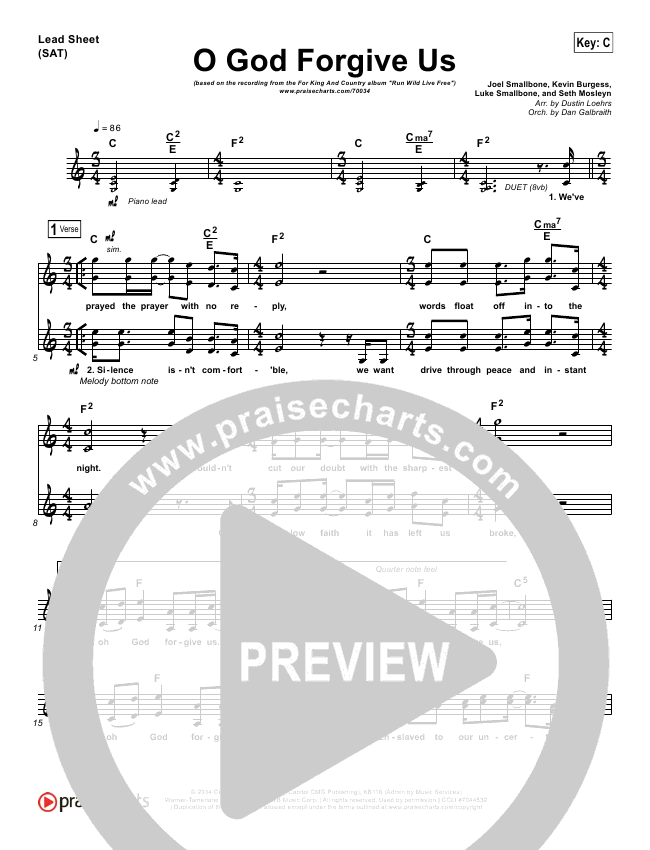 O God Forgive Us Sheet Music For King Country Kb Praisecharts C c/e f we?re rich and poor, there?s no divide. o god forgive us sheet music for king