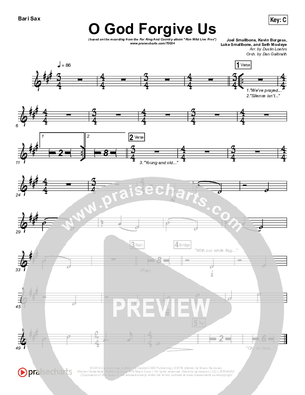 O God Forgive Us Bari Sax (for KING & COUNTRY / KB)