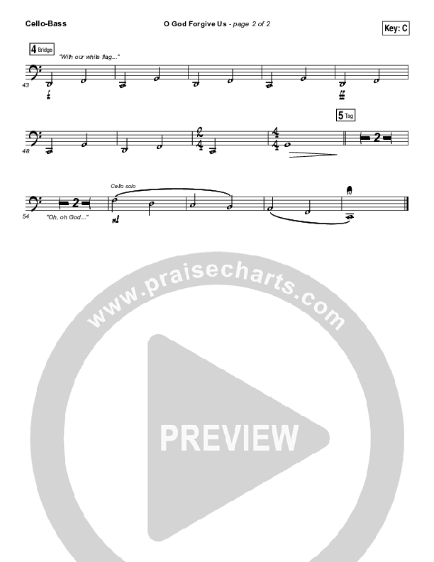 O God Forgive Us Cello/Bass (for KING & COUNTRY / KB)