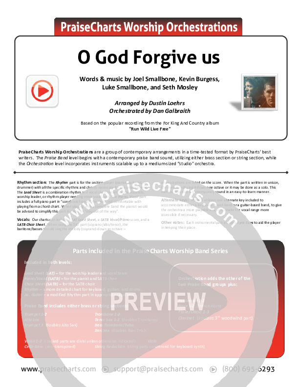 O God Forgive Us Cover Sheet (for KING & COUNTRY / KB)