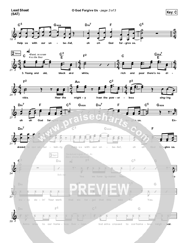 O God Forgive Us Lead Sheet (SAT) (for KING & COUNTRY / KB)