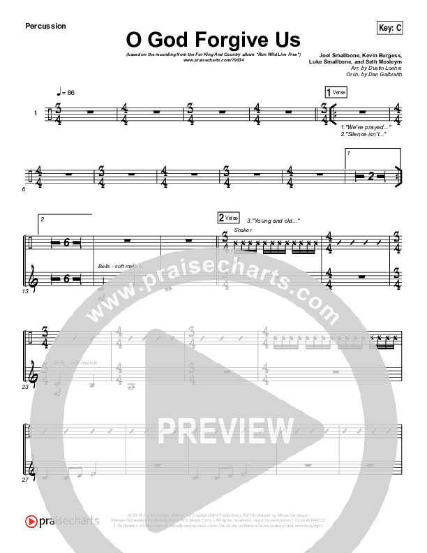 O God Forgive Us Percussion (for KING & COUNTRY / KB)