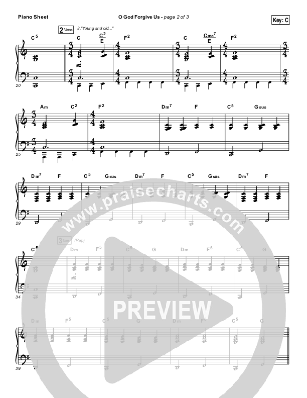 O God Forgive Us Piano Sheet (for KING & COUNTRY / KB)