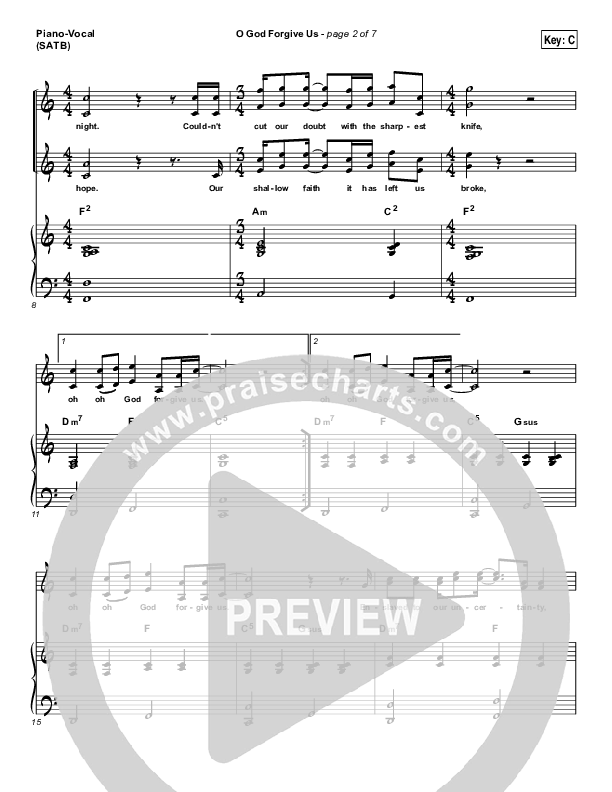 O God Forgive Us Piano/Vocal (SATB) (for KING & COUNTRY / KB)