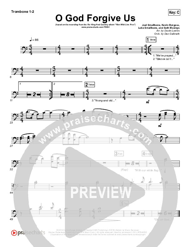 O God Forgive Us Trombone 1/2 (for KING & COUNTRY / KB)