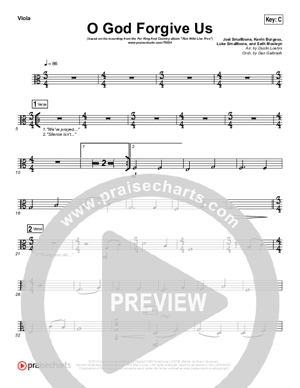 O God Forgive Us Viola (for KING & COUNTRY / KB)