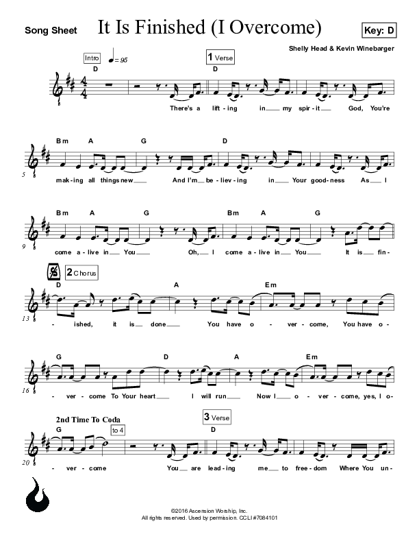 It Is Finished (I Overcome) Lead Sheet (Ascension Worship)