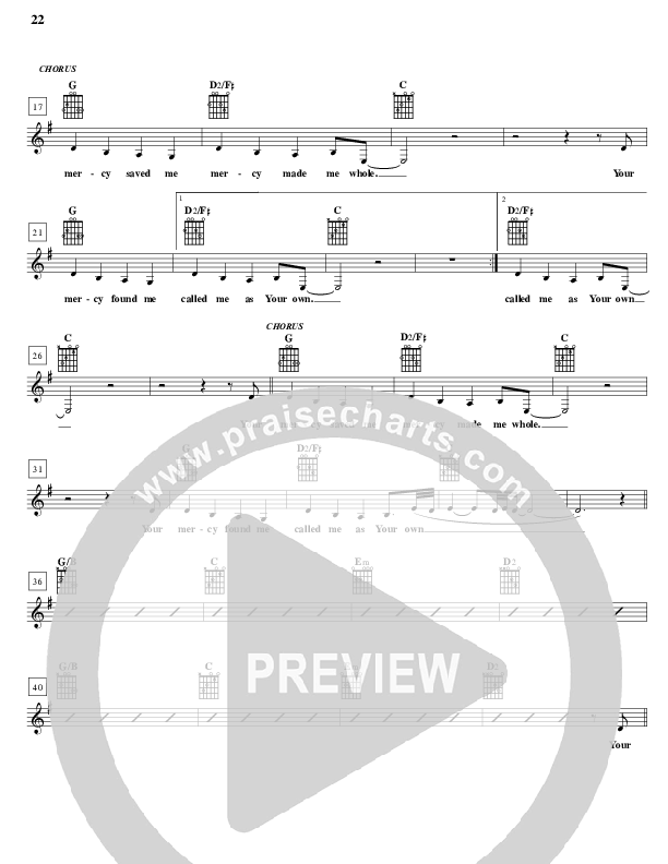 Mercy Lead Sheet (Parachute Band)