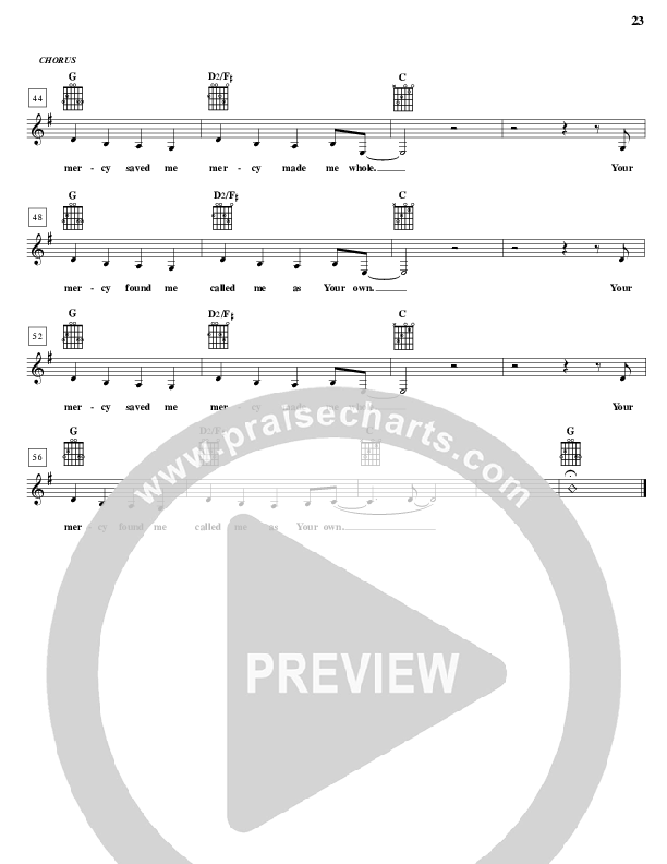 Mercy Lead Sheet (Parachute Band)