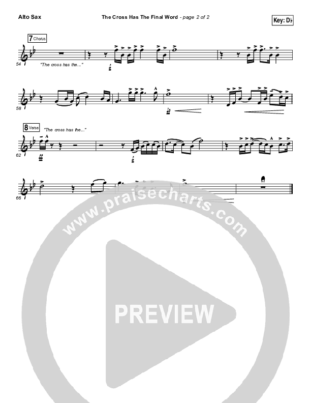 The Cross Has The Final Word Alto Sax (Newsboys / Peter Furler / Michael Tait)