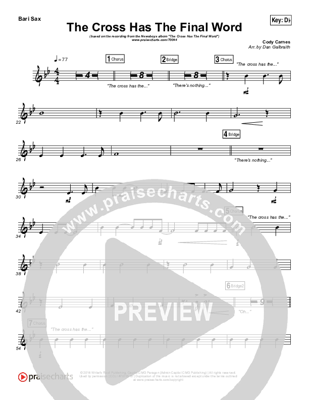 The Cross Has The Final Word Bari Sax (Newsboys / Peter Furler / Michael Tait)