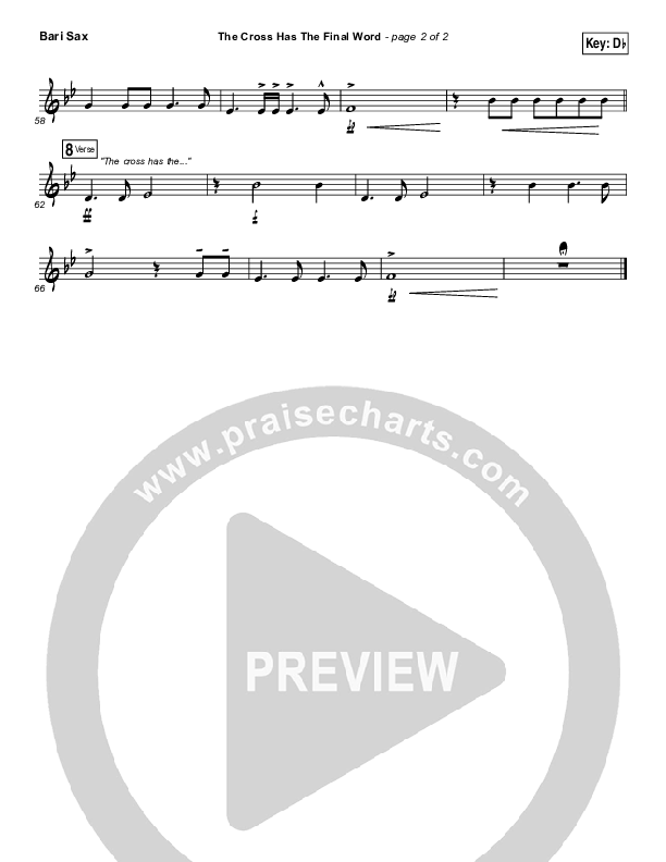 The Cross Has The Final Word Bari Sax (Newsboys / Peter Furler / Michael Tait)