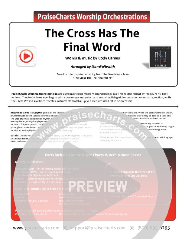 The Cross Has The Final Word Cover Sheet (Newsboys / Peter Furler / Michael Tait)