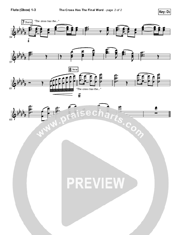 The Cross Has The Final Word Flute/Oboe 1/2/3 (Newsboys / Peter Furler / Michael Tait)