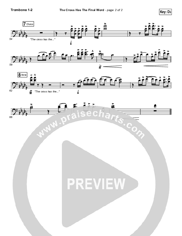 The Cross Has The Final Word Trombone 1/2 (Newsboys / Peter Furler / Michael Tait)