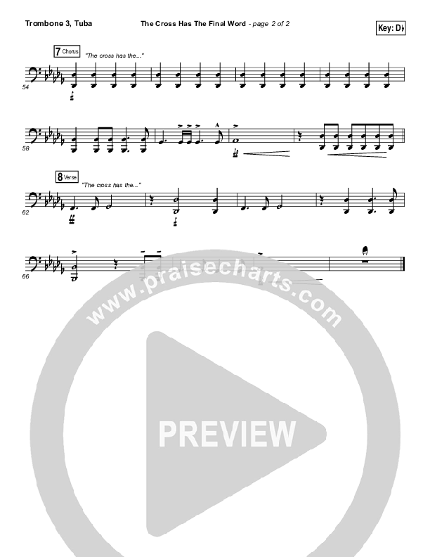 The Cross Has The Final Word Trombone 3/Tuba (Newsboys / Peter Furler / Michael Tait)