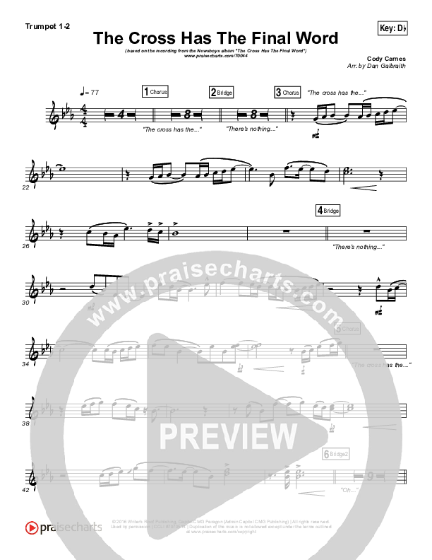 The Cross Has The Final Word Brass Pack (Newsboys / Peter Furler / Michael Tait)