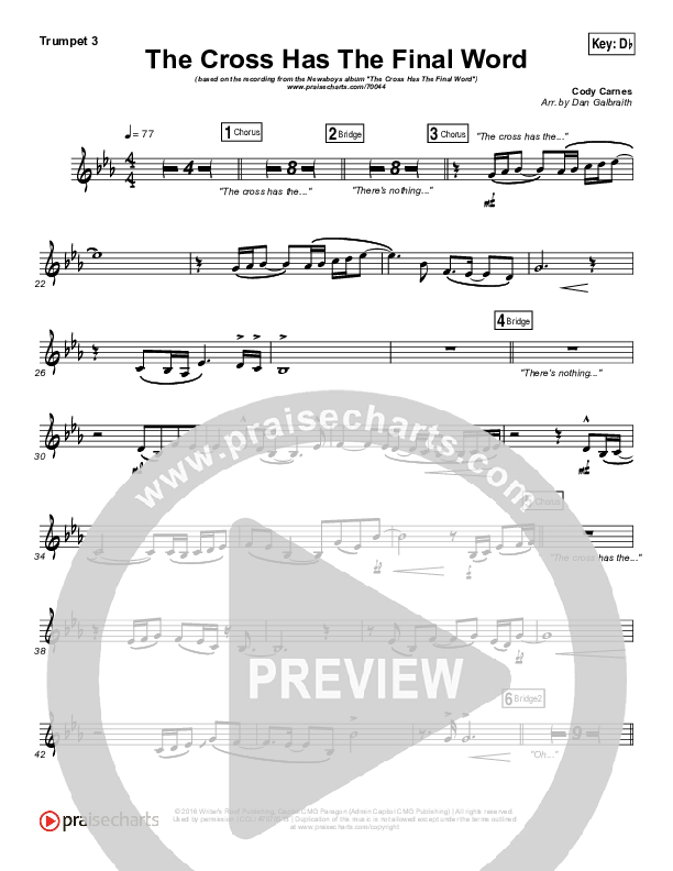 The Cross Has The Final Word Trumpet 3 (Newsboys / Peter Furler / Michael Tait)