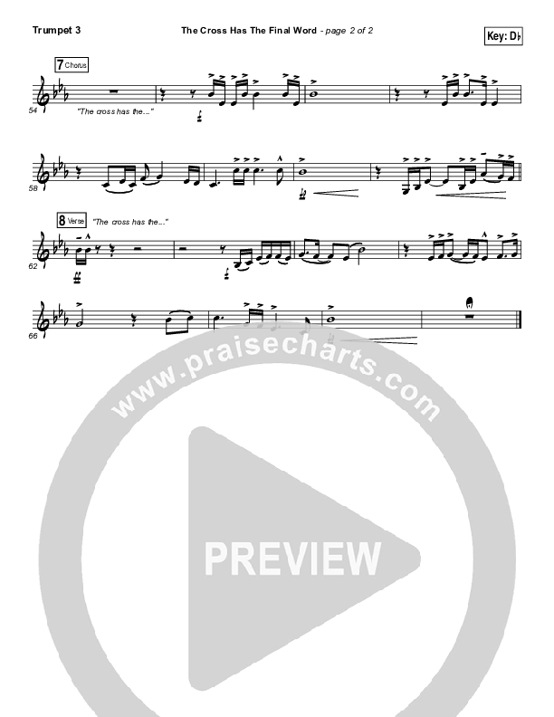 The Cross Has The Final Word Trumpet 3 (Newsboys / Peter Furler / Michael Tait)