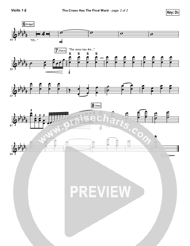 The Cross Has The Final Word Violin 1/2 (Newsboys / Peter Furler / Michael Tait)