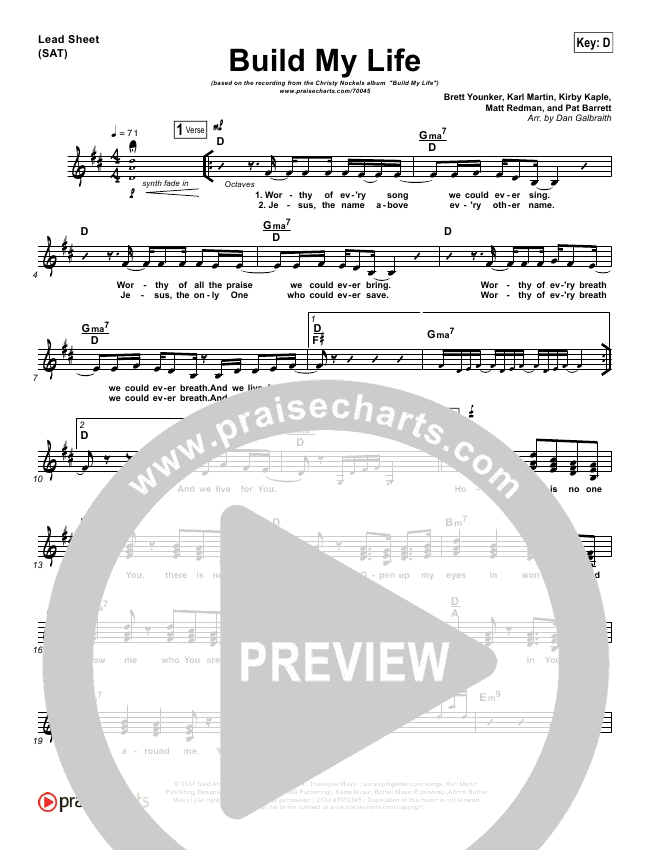 Build My Life Chord Sheet - Chord Walls