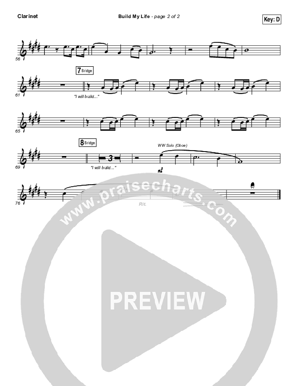 Build My Life Clarinet (Christy Nockels)