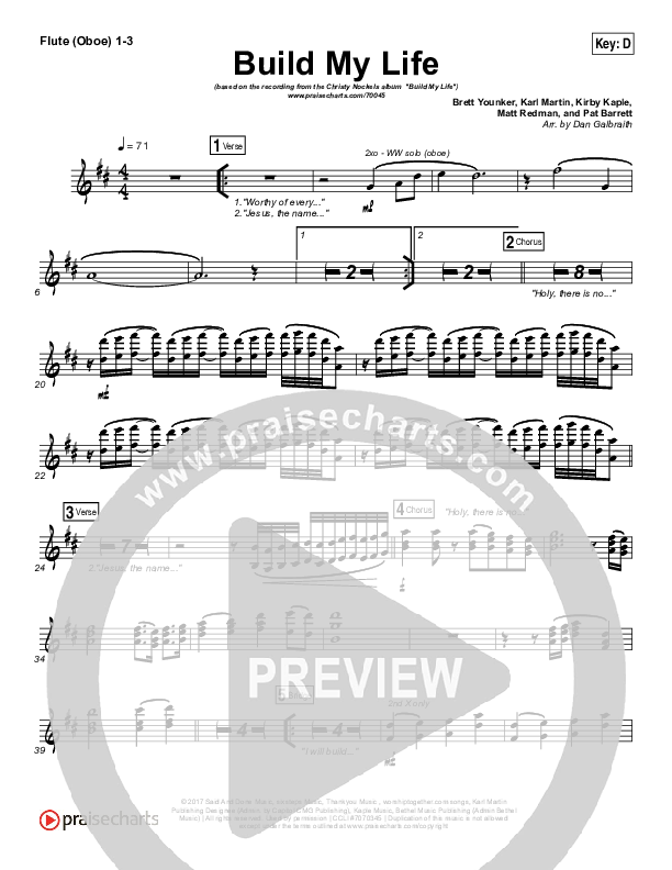 Build My Life Flute/Oboe 1/2/3 (Christy Nockels)