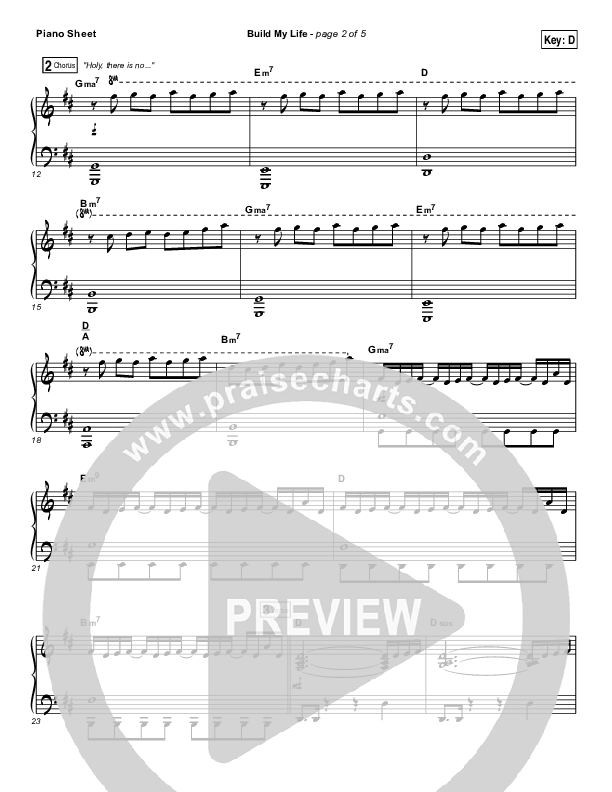 Build My Life Piano Sheet (Christy Nockels)