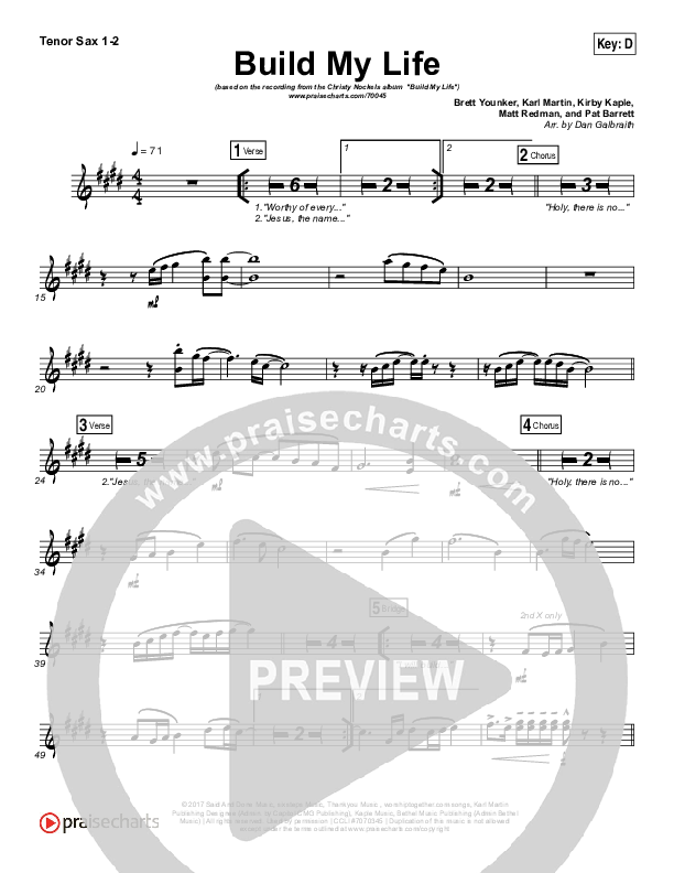 Build My Life Tenor Sax 1/2 (Christy Nockels)