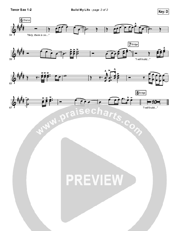 Build My Life Tenor Sax 1/2 (Christy Nockels)