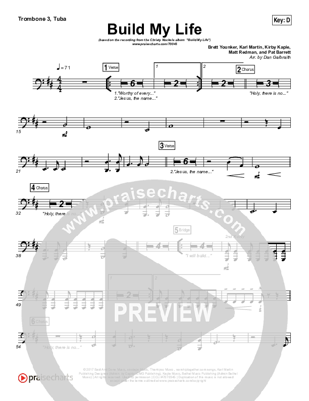 Build My Life Trombone 3/Tuba (Christy Nockels)
