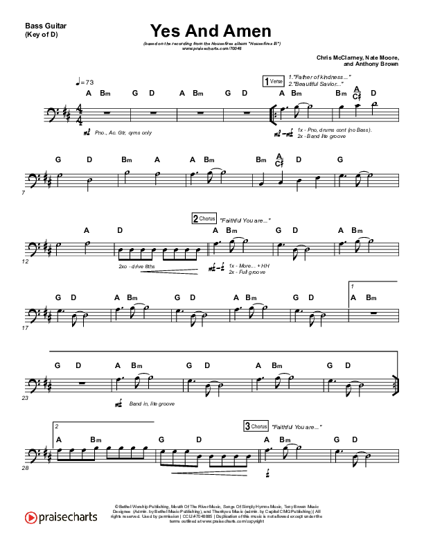 Yes And Amen Bass Guitar (Nate Moore / Housefires)