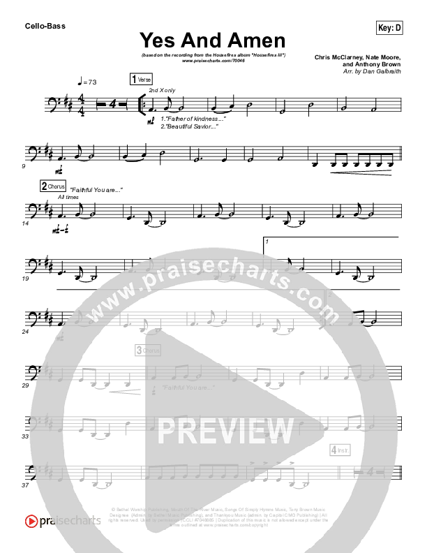 Yes And Amen Cello/Bass (Nate Moore / Housefires)