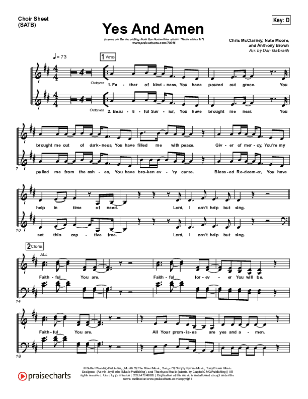 Yes And Amen Choir Vocals (SATB) (Nate Moore / Housefires)