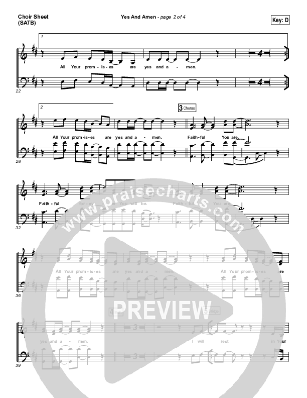 Yes And Amen Choir Sheet (SATB) (Nate Moore / Housefires)