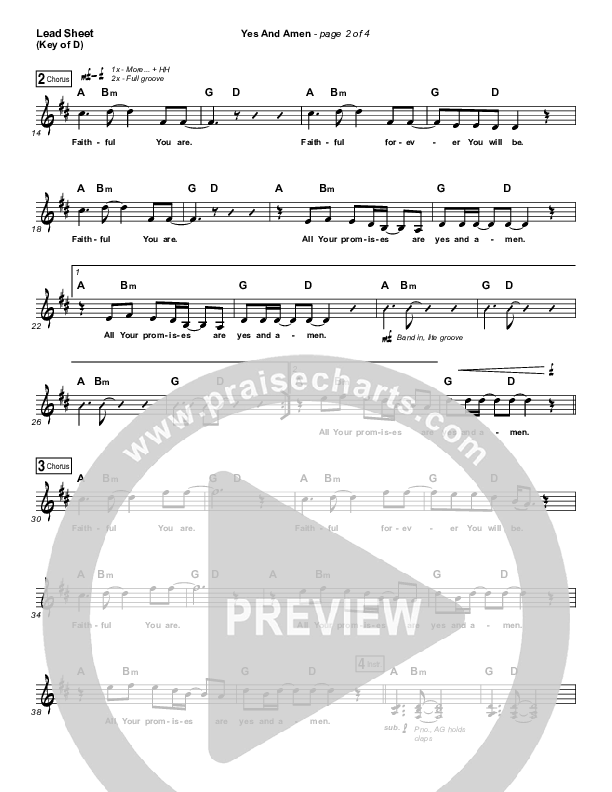 Yes And Amen Lead Sheet (Melody) (Nate Moore / Housefires)