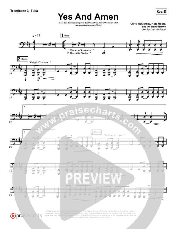 Yes And Amen Trombone 3/Tuba (Nate Moore / Housefires)