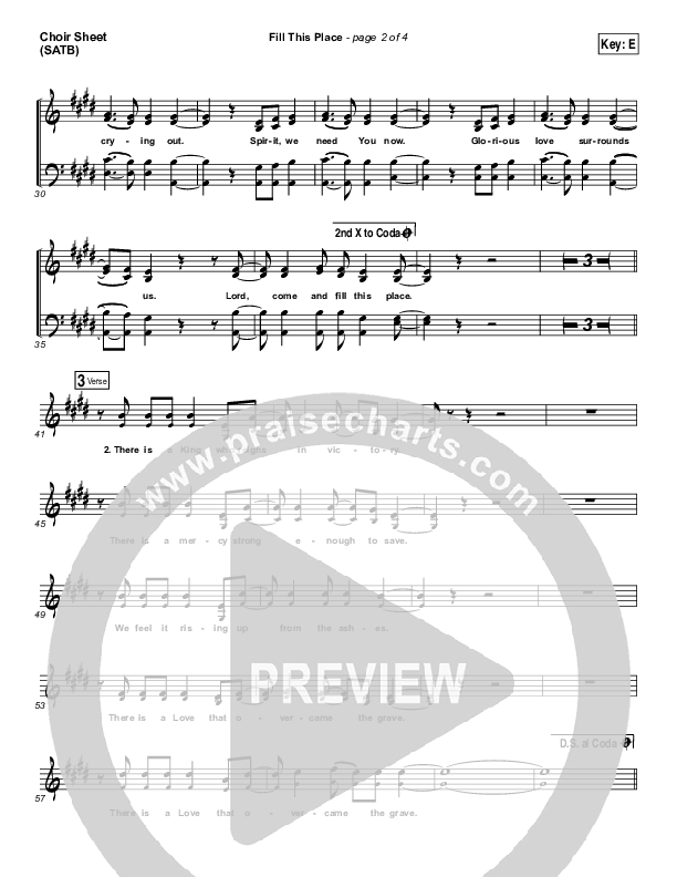 Fill This Place Choir Sheet (SATB) (Red Rocks Worship)