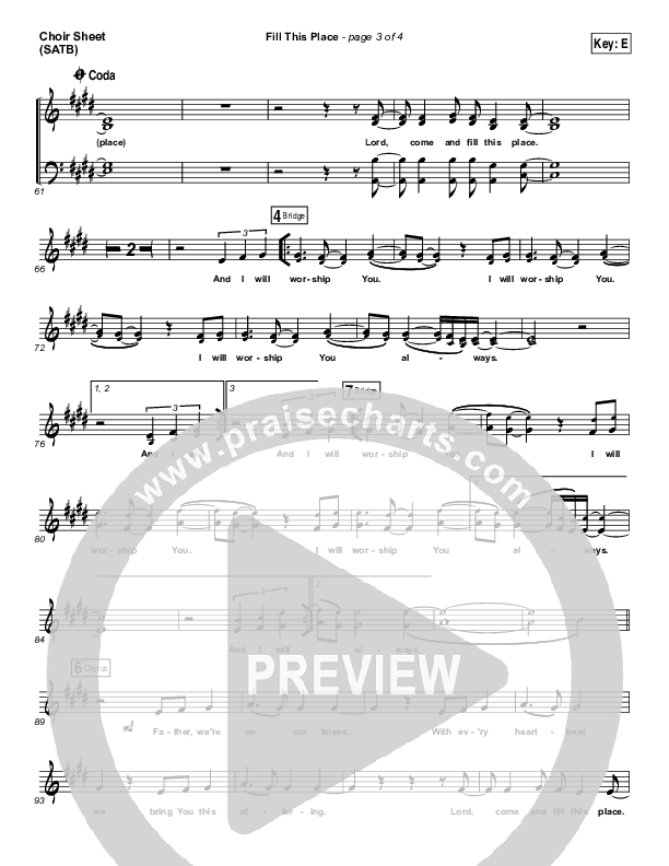 Fill This Place Choir Sheet (SATB) (Red Rocks Worship)