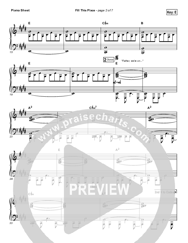 Fill This Place Piano Sheet (Red Rocks Worship)