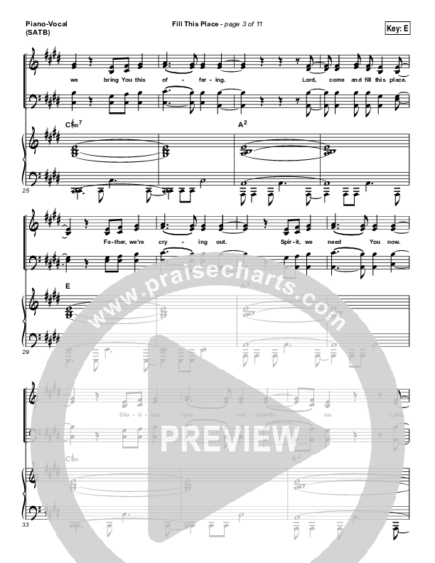 Fill This Place Piano/Vocal (SATB) (Red Rocks Worship)