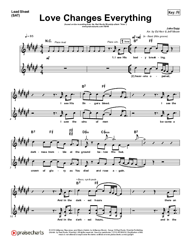 Love Changes Everything Lead Sheet (SAT) (Red Rocks Worship)
