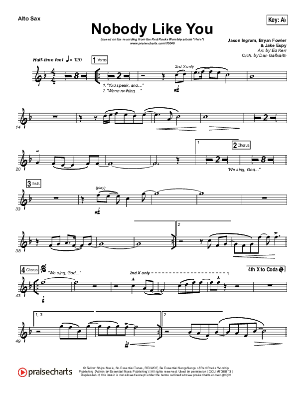 Nobody Like You Alto Sax (Red Rocks Worship)