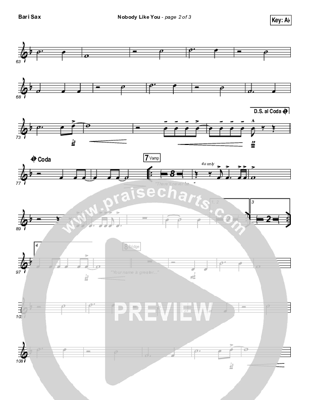 Nobody Like You Bari Sax (Red Rocks Worship)