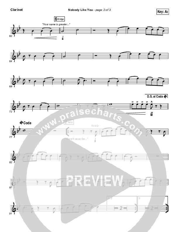 Nobody Like You Clarinet (Red Rocks Worship)