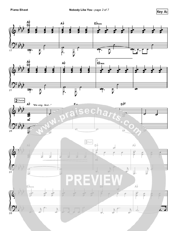 Nobody Like You Piano Sheet (Red Rocks Worship)